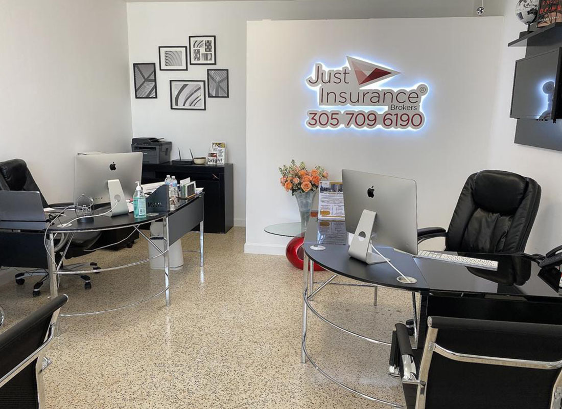Upper East Side Miami FL - Just Insurance Brokers Office With Neon Sign